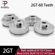 Printfly 2gt 60 치아 gt2 타이밍 풀리 bore566.35810121415mm 동기 휠 너비 691015mm 벨트 3d 프린터 부품, 보어 6mm, 벨트 폭 15mm
