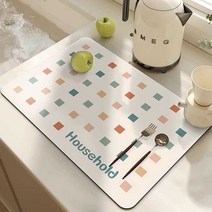 식기건조대 식기건조매트 드라잉 주방건조매트, 상세 페이지 참고, 타오색깔 사각형배수 매트 30x50cm