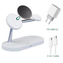 갤럭시3IN1무선충전기 애플무선충전기 핸드폰 고속 무선충전기 호환 BonolaiPhone 14 Pro Max1312 용 마그네틱 3 인 1 워치 78 에어팟 프로 2 홀더, 4.White Suit 1 EU Plug