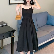 미미앤느 여성 라운드 끈나시 작은 단추 블랙 앤 화이트 자켓 이너 슬립 뷔스티에 미디원피스 a2528
