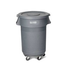 바퀴달린 80L 120L 둥근 플라스틱 쓰레기통 휴지통, 베이스 포함 120L