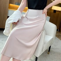 ajite 봄 여름 쉬폰 실크 어미스커트 A라인 허리치마슬림형 치마 롱치마