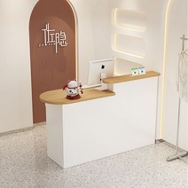 인포메이션 카운터테이블 미용실 계산대 안내데스크, 우드 + 화이트-왼쪽호 90x50x105cm