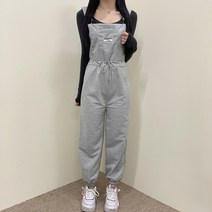 VANANA2 여성 패치 라벨 캐주얼 조거 멜빵 점프수트 쭈리 팬츠 3color