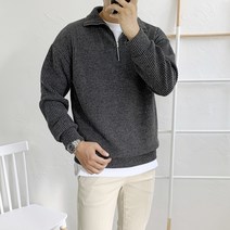 남자 반집업 카라 골지 니트 맨투맨 티셔츠