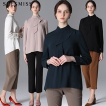 쉬즈미스 쉬즈미스 러블리 셔링 하이넥 블라우스