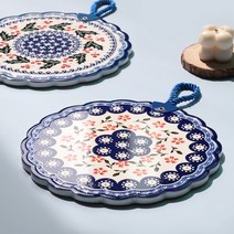 북유럽 주방 오브제 도자기 냄비받침 8종, 냄비받침 라운드도트20x20 B
