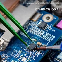 대형절물점 MECHANIC 비자 성 족집게 iPhone SMD PCB BGA 플라잉 라인 마더 보드 수리 도구 용 스테인레스, 04 Gold_02 샤프 포인트