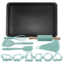 홈베이킹 재료 제과 제빵 도구세트 EHZ Bakeware 세트 베이킹 시트 세트 장식 케이크 피자 빵 비 스틱 금형 실리콘 주걱 세트 DIY 베이킹 도구 크리스마스 선물, 녹색 15PCS