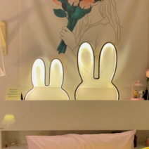 이코노미쿠스 붙이는 LED 토끼 침대 간접 조명 수면등 무드등 대형, 블랙 (대)