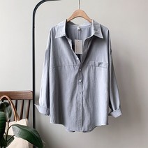 린넨상의 린넨체크블라우스 BGTEEVER-미니멀리스트 루즈핏 화이트 셔츠 여성용 턴 다운 칼라 솔리드 여성 탑스 봄 여름 블라우스