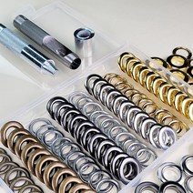 아일렛 타프 하도메 12mm 4색 100세트 타프 캠핑 천막 커튼 가방 지갑 수선 가죽 설치 여밈 조절 똑딱이 단추 펀치 하도매 스프링도트 고급 부자재 커텐 그로멧 만능