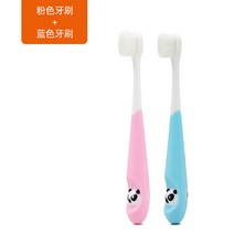 어린이 부드러운 머리 고급 헤어 칫솔 치아 교환 기간 2-10 세 아기 잇몸 케어 아기 칫솔 2 팩, 두 조각 블루 핑크