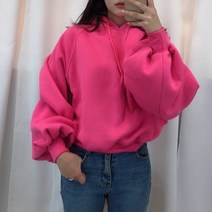 스타일자키 러블리 기모 벌룬 무지 숏 후드티