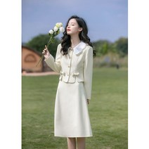 여성 숏자켓 가디건 라인 스커트 투피스 슬림핏 고급 패션 원피스 여성 상하의세트