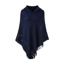 케이프숄 어깨 판초 간절기 여자 어깨 루즈핏 겨울 따뜻한 니트 후드 솔리드 컬러 크로 셰 뜨 질 드리 워진 술 랩 오버 사이즈 풀오버 망토 스웨터 탑