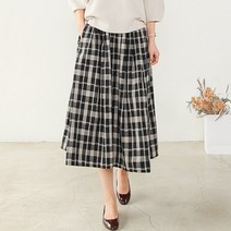 헤이올리 깅엄체크 핀턱 주름 포인트 밴딩 스커트
