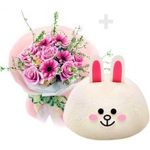 핑크꽃다발(OW-7099_1)+파리바게뜨_라인프렌즈코니(기프티콘)[꽃바구니/이벤트/생일/어버이날꽃]