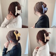 퍼 밍크 13cm 특대 겨울 꼬임 올림머리 집게 헤어 삔