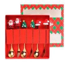 크리스마스 스푼 포크 스테인리스 스틸 장식, 2.Set B(6PCS)