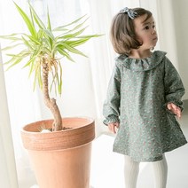 그리니베베 여아플라워원피스 봄가을 아기 여자아기 간절기원피스 긴팔 얇은 9개월 1살 2살