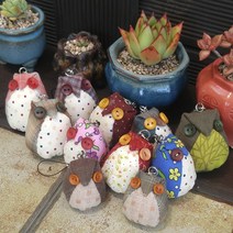 부엉이 열쇠고리 키링 만들기 퀼트 DIY 패키지, 체크+프린트