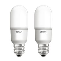 오스람 LED 스틱 전구 램프 7W 9W 10W 12W (2개 묶음), 2개, 7W (840) 백색(아이보리빛)