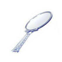 하트손잡이 반짝이 손거울 대형 31 x 15 cm 예쁘고 가벼운 여배우 손거울 휴대용 공주 거울 원형 핸드, 1개