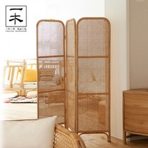 공간분리 라탄 접이식 파티션 현관 주방 셀프가벽 거실 가림막, 파티션 3단 너트