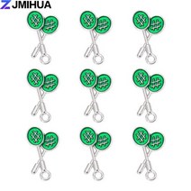 테니스 라켓 용품 악세사리 훈련 15pcs 에나멜 매력 펜던트 보석 diy 수제 목걸이 귀걸이 팔찌 선물을위한 액세서리 만들기, 은