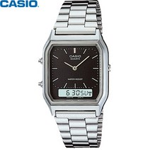 카시오 빈티지 남녀공용 손목 전자 메탈 시계 AQ-230A-1