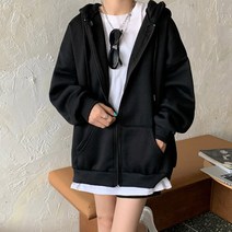 여성 후드 집업 기모 루즈핏 빅사이즈 맨투맨 가디건