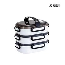 X GUI스텐 직장인도시락통 사각보온도시락 2단 3단, 화이트