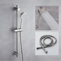 준앤코 스테인리스 무광 니켈 실버 샤워기 슬라이드바 샤워기 거치대 홀더 걸이, SB01(원형) + 핸드샤워 + 샤워호스
