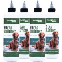 liquidhealth 12 fl oz k9 개 귀 청소기 세척 솔루션 - 개 개 및 강아지를 위한 감염 세척 위생 트리트먼트 방울, 4팩
