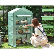 투명 반투명 비닐하우스 만들기 미니 대형 소형 조립식 온실 하우스 베란다 옥상 온실집 돔 식물 다육이 꽃 모종 재배 꾸미기 테라스 설치, 녹색의 네 층