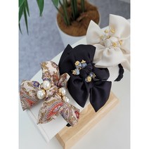 진주 크리스탈 명품 패턴 리본 곱창 머리끈 헤어끈 밴드 스크런치 헤어슈슈