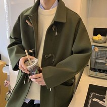 남자 더플코트 오버사이즈 독일 윈드브레이커 겨울 빈티지 커플 코트