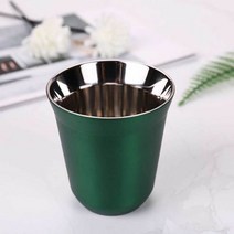 머그잔 160ML 304 에스프레소 스테인레스 스틸 커피 우유 물 음료 아침 식사 컵 절연 이중 벽 식기 세척기 안전한 질감, Greeen_160ml