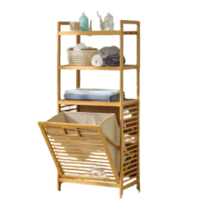 고급 대나무 햄퍼 슬라이딩 원목 2칸 3단 빨래 바구니, 3단 빨래 바구니폭 40cm