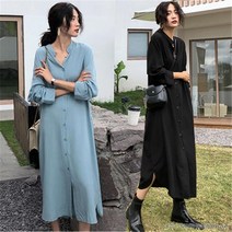 처음처럼 루즈핏 차이나넥 셔츠원피스A240210