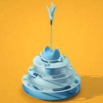 고양이 캣휠 저소음 러닝머신 캣타워 캣워커 깃털 고양이 바퀴 장난감 인터랙티브 턴테이블 4 층 회전 터널, 03 Blue, 03 Blue