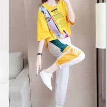 HUAQILIN 여성 반팔 트레이닝복 세트 여름 트레이닝복 세트 + HQLA00304