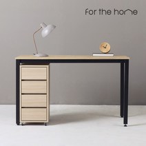 포더홈 이든 1400 철제 컴퓨터 책상 세트 (4단 이동서랍), 블랙오크 + 오크