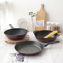 [KT알파쇼핑]키친아트 국내생산 후라이팬 1+1 내맘대로 골라담아!!, 6.와인28cm[파+파]