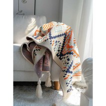 니트 블랭킷 에스닉 담요 베드 러너 보헤미안 스타일 숄