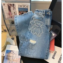 [세인트이브] P5001 곰돌이 포인트 꾸안꾸 찢 청바지