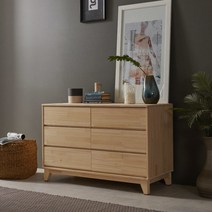 [장인가구] 모닝 편백나무원목 6서랍 와이드 서랍장, 색상:내츄럴, 상세 설명 참조