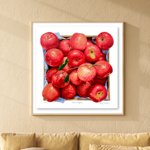 [그림닷컴] 사과 가을향기 (300 Editions) 윤병락 판화 사과그림액자, (원목)관액자화이트