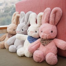 토끼인형 안고자는 모찌 애착인형 귀여운 동물, 무작위 색상의 스카프, 작은 35cm